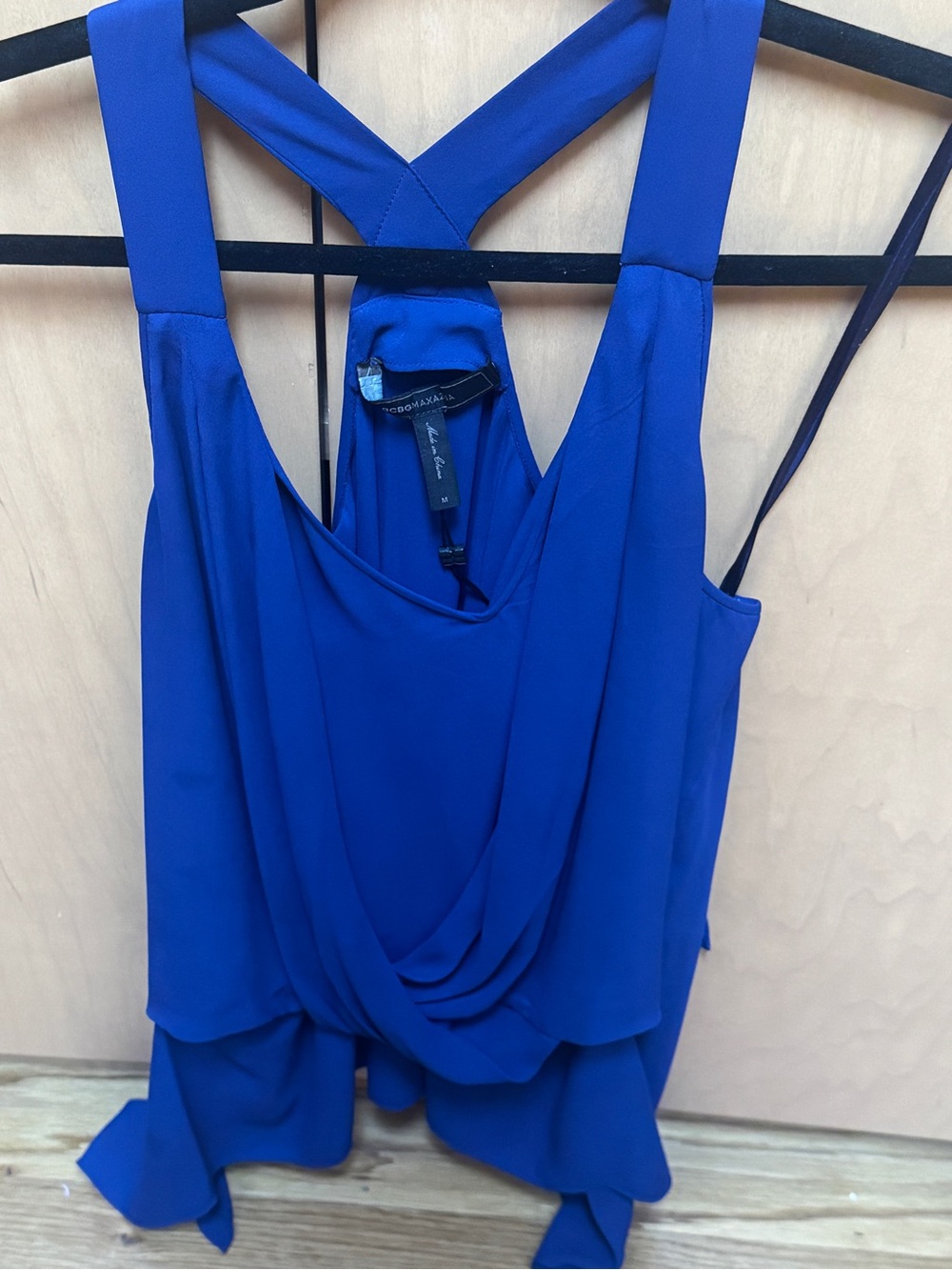 BCBGMaxAzria Royal Blue Draped Back Tank Top
